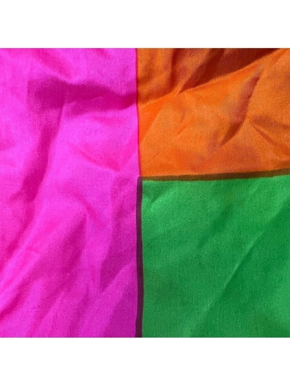 Vintage 100% Silk Berkshire Handkerchiefs 60s 70s Colorblock Colorful Scarf